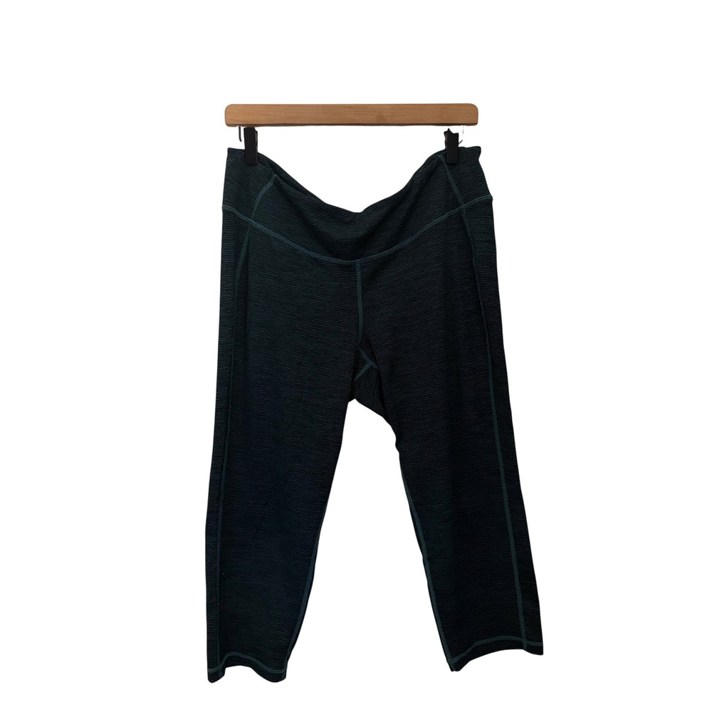 Old Navy Active Go-Dry Compression Leggings Womens XL Teal Striped Cropped Pants